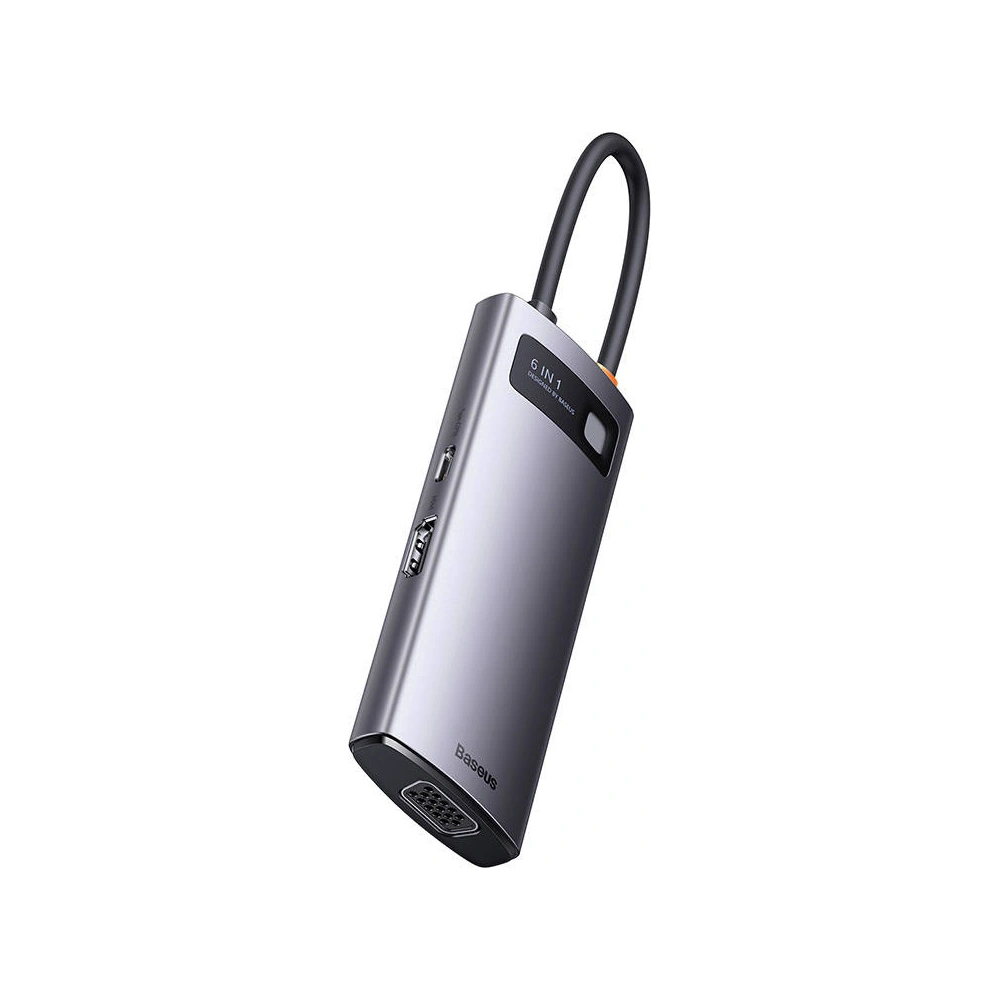 Hurtownia GSM - Hub 6v1 Baseus Metal Gleam Series USB-C - 3x USB 3.0 + HDMI + USB-C PD + VGA - BSU3495 - {ean13} - Hurt