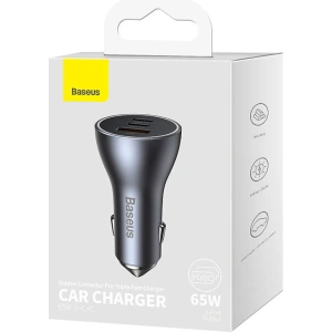 Hurtownia GSM - Auto nabíječka Baseus Golden Contactor Pro, 2x USB-C, 1x USB, 65W (šedá) - BSU3499GRY - {ean13} - Hurt