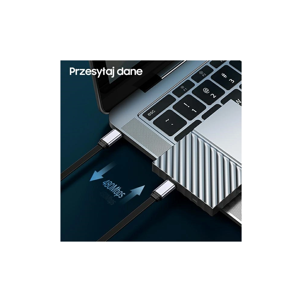 Adapter USAMS 4w1 2xUSB-C / USB-C na USB-A/ USB-C na Lightning 60W stalowy/steel SJ560USB01