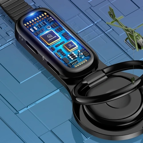 Adapter USAMS AU06 2w1 Lightning - 2 x lightning + ring holder czarny/black SJ274LN01