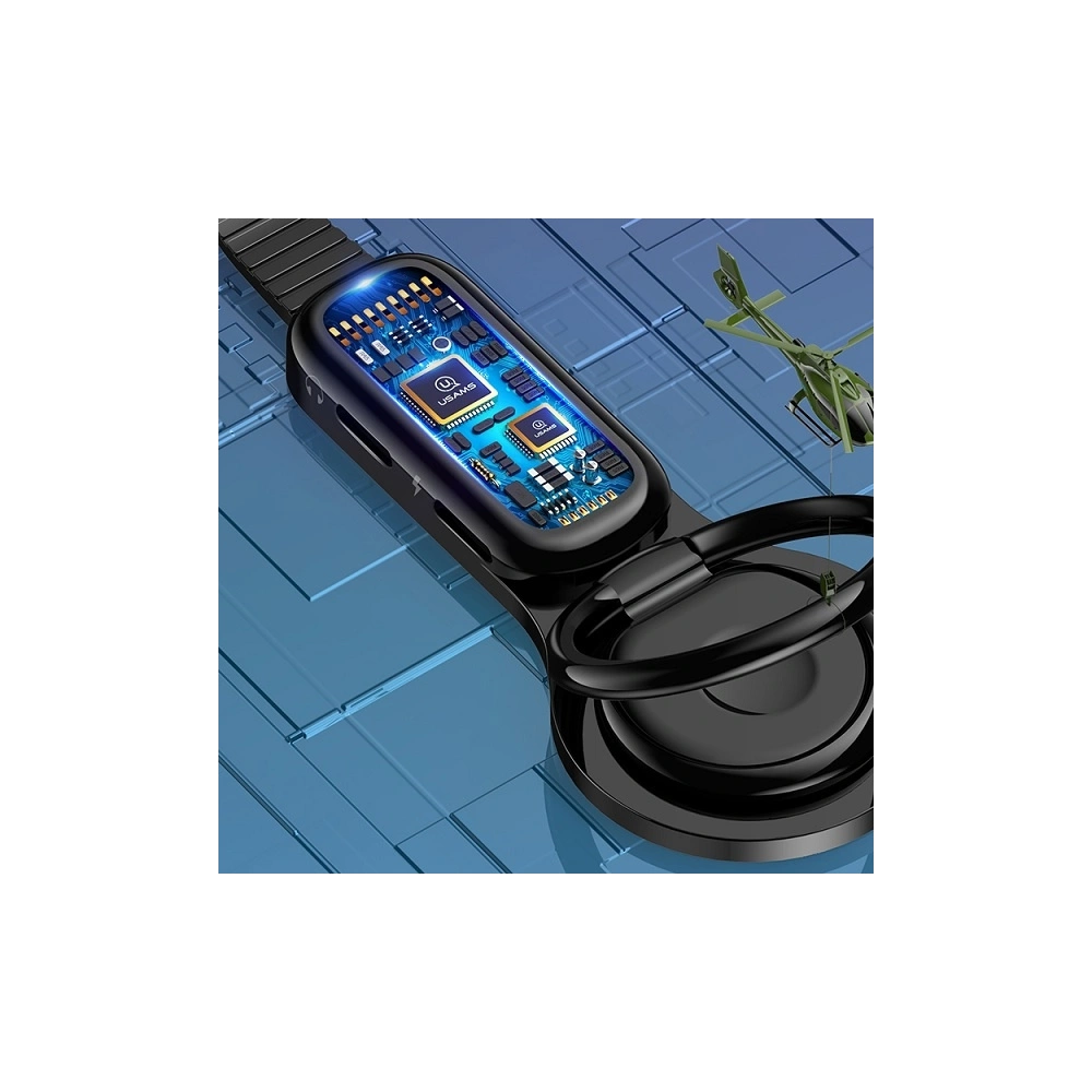 Adaptér USAMS AU06 2w1 Lightning - 2 x lightning + držák na telefon černý/black SJ274LN01