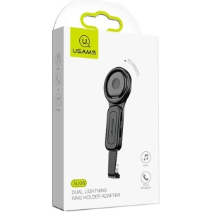 Hurtownia GSM - Adapter USAMS AU06 2w1 Lightning - 2 x lightning + ring holder czarny/black SJ274LN01 - USA005BLK - {ean13} - Hurt