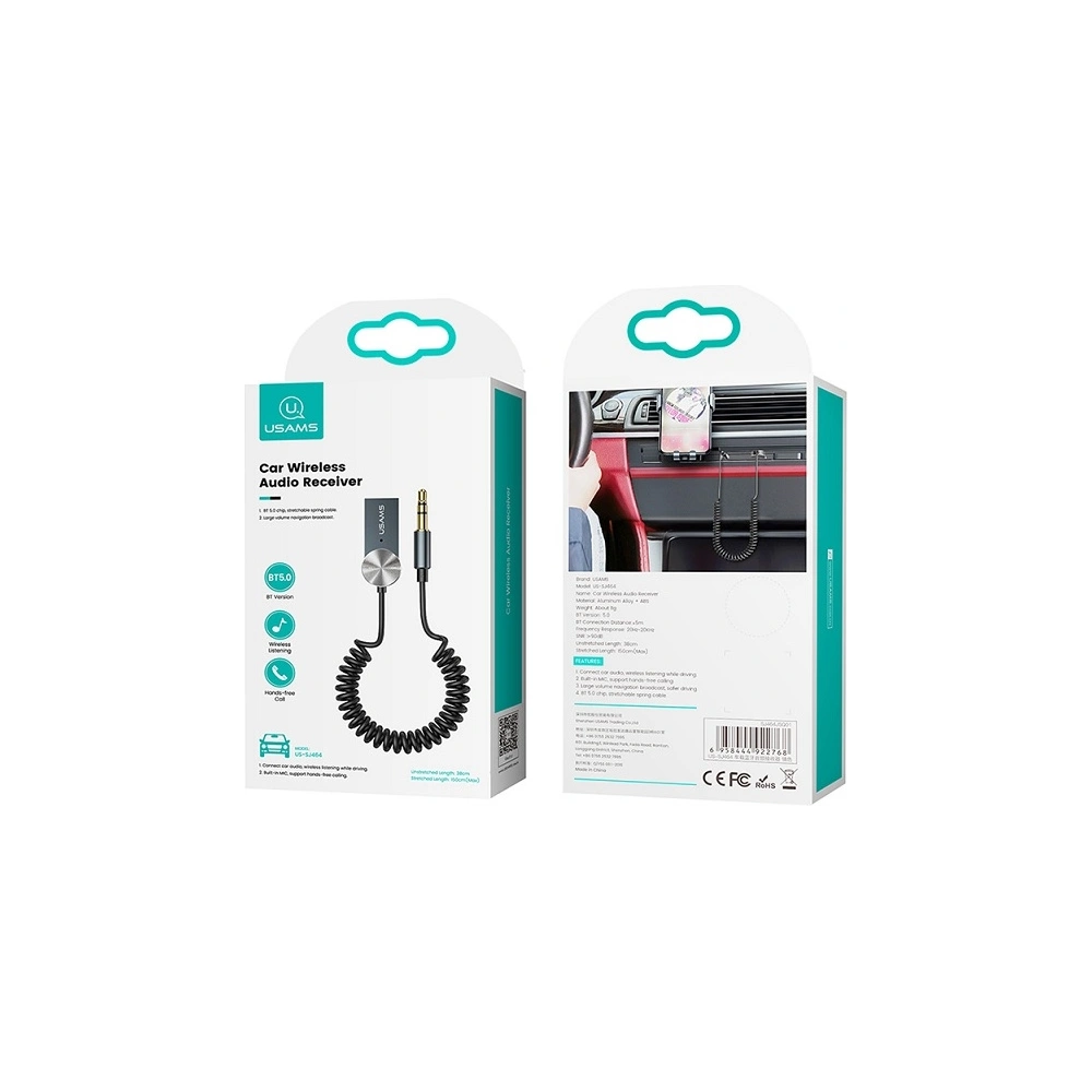 Adaptér USAMS audio Bluetooth 5.0 USB-AUX šedý/oxid SJ464JSQ01
