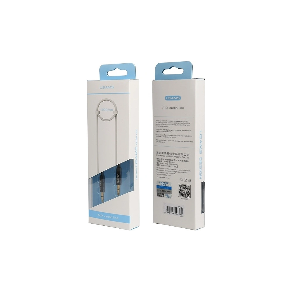 Hurtownia GSM - Adaptér USAMS audio jack 3,5m - 3,5m 1m černý/black YP101 - USA016BLK - {ean13} - Hurt