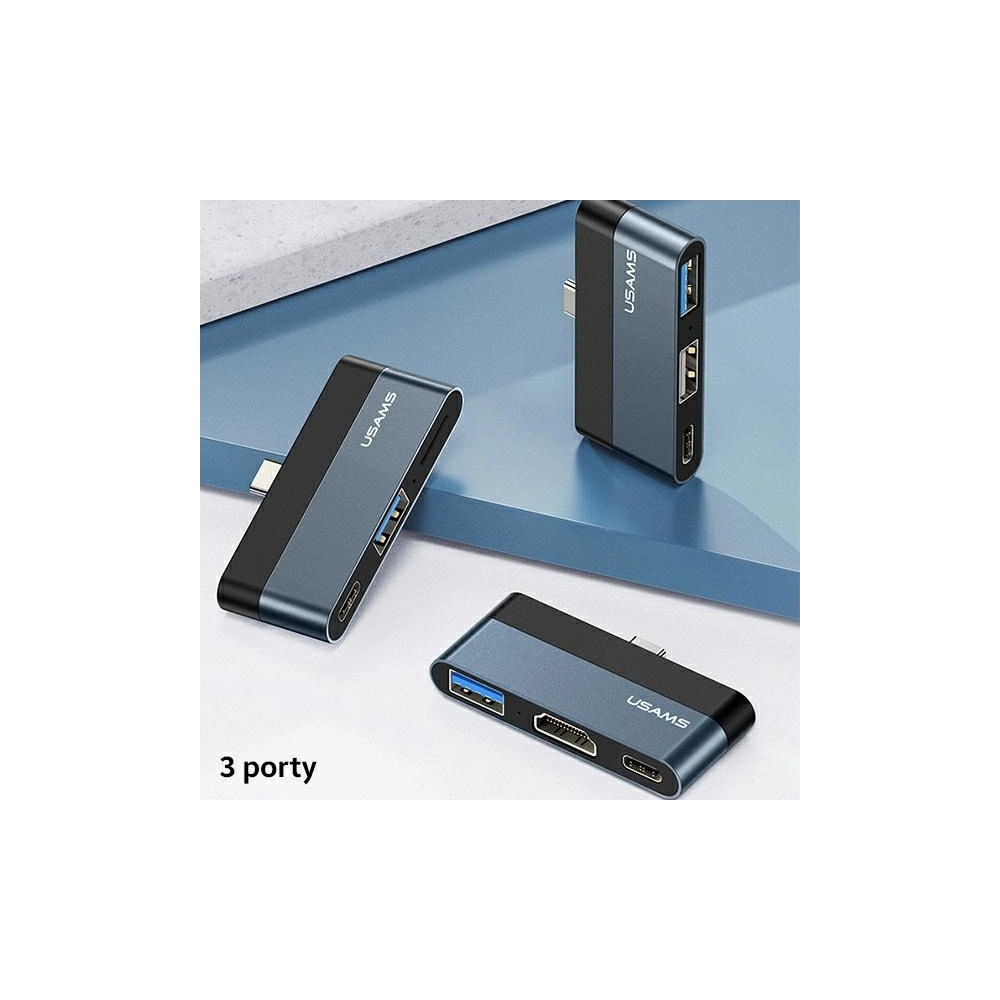 Wholesale USAMS Adapter HUB USB 2.0/USB 3.0/USB-C grey SJ490HUB01 (US-SJ490) - USA020GRY - {ean13} - Hurt