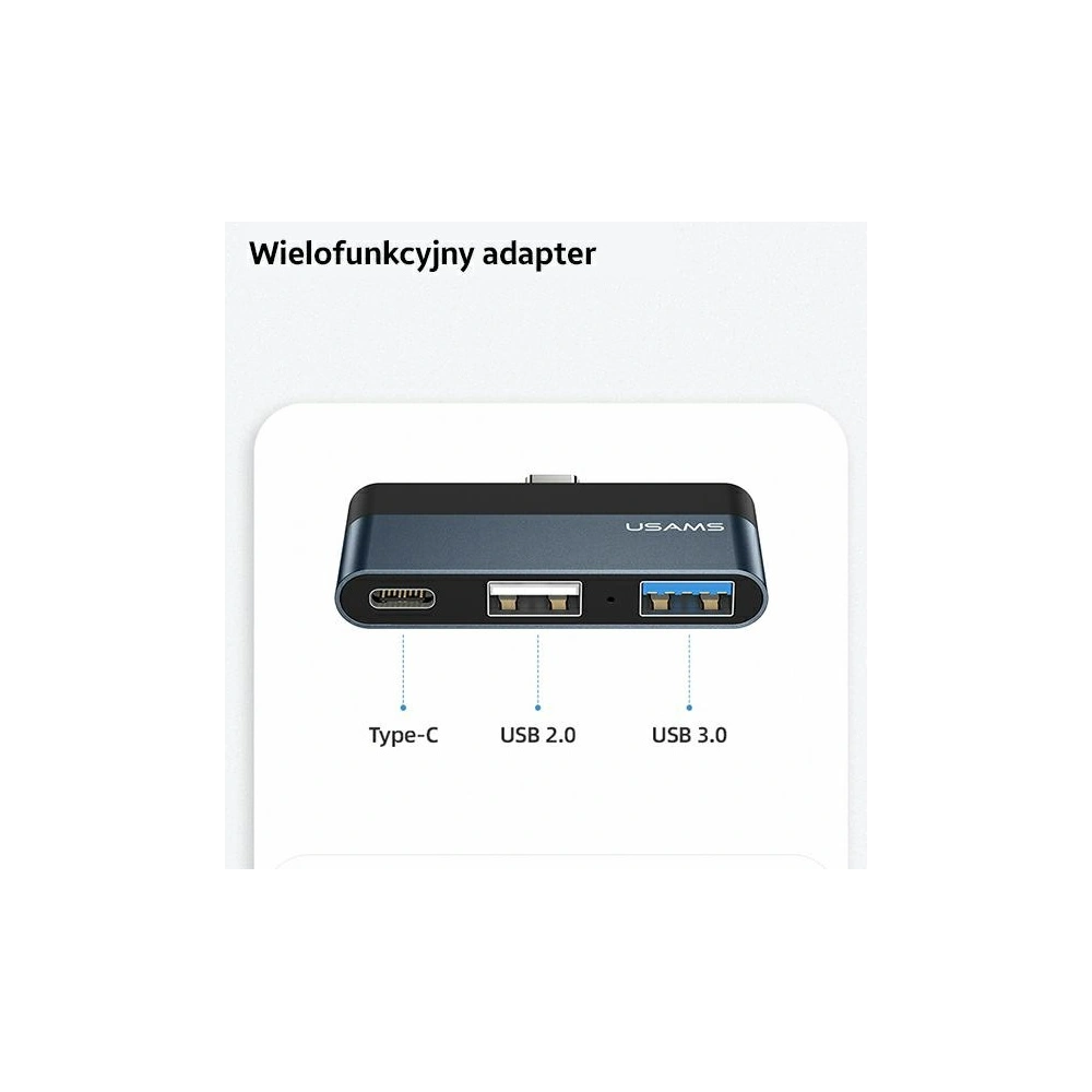 Wholesale USAMS Adapter HUB USB 2.0/USB 3.0/USB-C grey SJ490HUB01 (US-SJ490) - USA020GRY - {ean13} - Hurt