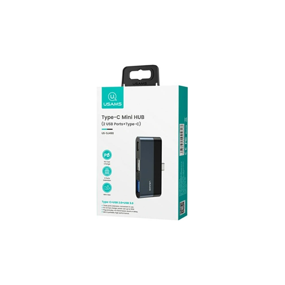Wholesale USAMS Adapter HUB USB 2.0/USB 3.0/USB-C grey SJ490HUB01 (US-SJ490) - USA020GRY - {ean13} - Hurt