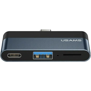 Hurtownia GSM - Hub USAMS USB 3.0/USB-C/Micro SD szary/grey SJ491HUB01 - USA022GRY - {ean13} - Hurt