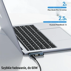 Hurtownia GSM - Hub USAMS USB 3.0/USB-C/Micro SD szary/grey SJ491HUB01 - USA022GRY - {ean13} - Hurt