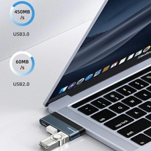 Hurtownia GSM - Hub USAMS USB 3.0/USB-C/Micro SD szary/grey SJ491HUB01 - USA022GRY - {ean13} - Hurt