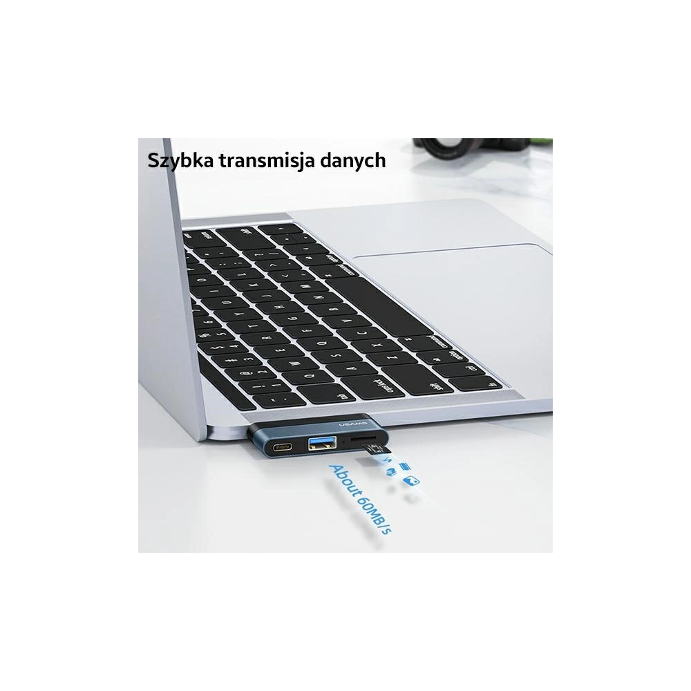Wholesale USAMS Adapter HUB USB 3.0/USB-C/microSD grey SJ491HUB01 (US-SJ491) - USA022GRY - {ean13} - Hurt