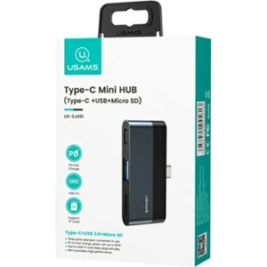 Hurtownia GSM - Hub USAMS USB 3.0/USB-C/Micro SD szary/grey SJ491HUB01 - USA022GRY - {ean13} - Hurt