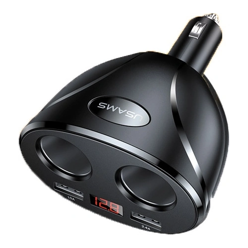 Adapter USAMS C16 2 gniazda 2xUSB 96W Fast Charge czarny/black CC99TC01 rozdzielacz