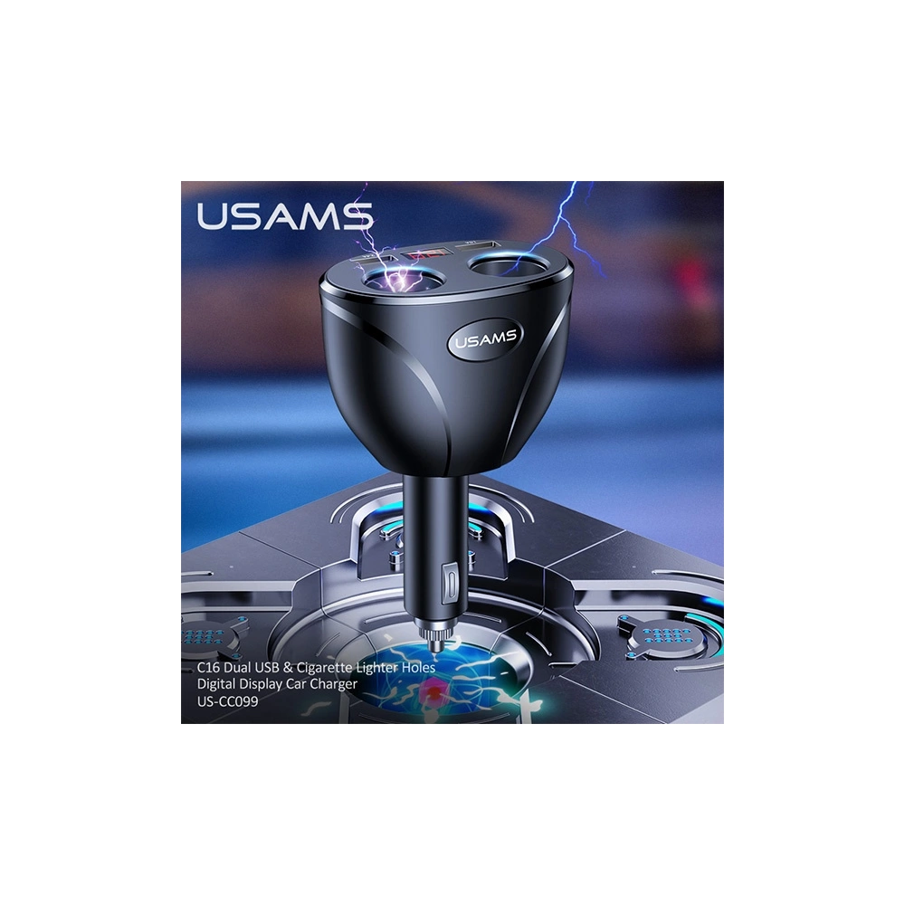 Hurtownia GSM - Adapter USAMS C16 2 gniazda 2xUSB 96W Fast Charge czarny/black CC99TC01 rozdzielacz - USA031BLK - {ean13} - Hurt
