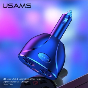 Hurtownia GSM - Adapter USAMS C16 2 gniazda 2xUSB 96W Fast Charge czarny/black CC99TC01 rozdzielacz - USA031BLK - {ean13} - Hurt