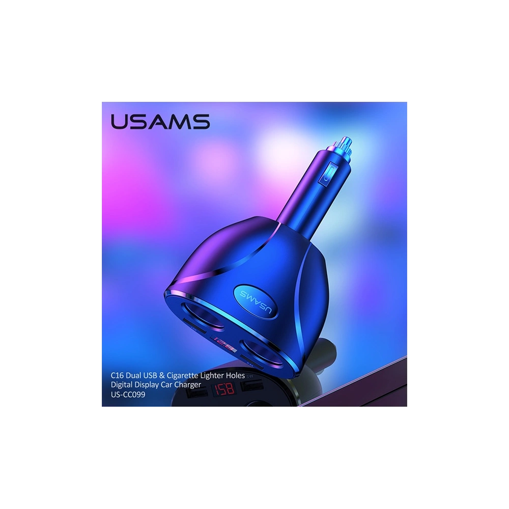 Hurtownia GSM - Adapter USAMS C16 2 gniazda 2xUSB 96W Fast Charge czarny/black CC99TC01 rozdzielacz - USA031BLK - {ean13} - Hurt