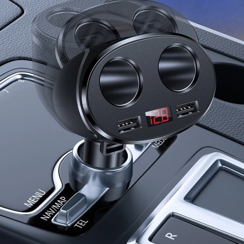 Adapter USAMS C16 2 gniazda 2xUSB 96W Fast Charge czarny/black CC99TC01 rozdzielacz