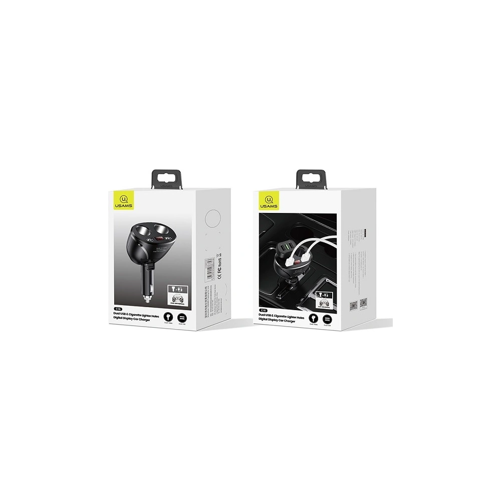 Hurtownia GSM - Adapter USAMS C16 2 gniazda 2xUSB 96W Fast Charge czarny/black CC99TC01 rozdzielacz - USA031BLK - {ean13} - Hurt