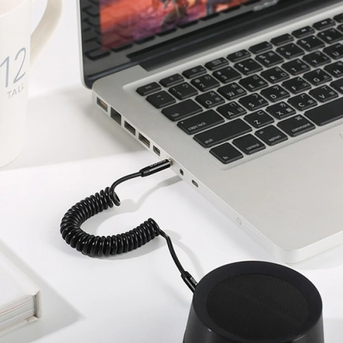 Adapter USAMS Spring audio jack 3,5mm -3,5mm 1,2m czarny/black SJ256YP01