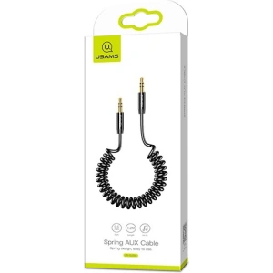 Wholesale USAMS Adapter Spring audio jack 3,5mm -3,5mm 1,2m black SJ256YP01 (US-SJ256) - USA032BLK - {ean13} - Hurt