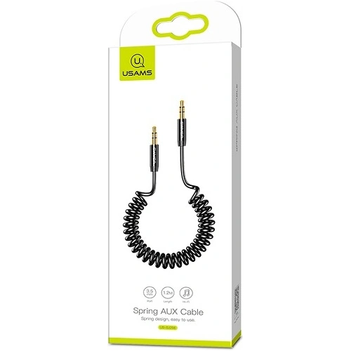 Adapter USAMS Spring audio jack 3,5mm -3,5mm 1,2m czarny/black SJ256YP01