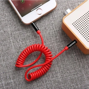 Wholesale USAMS Adapter Spring audio jack 3,5mm -3,5mm 1,2m red SJ256YP02 (US-SJ256) - USA033RED - {ean13} - Hurt