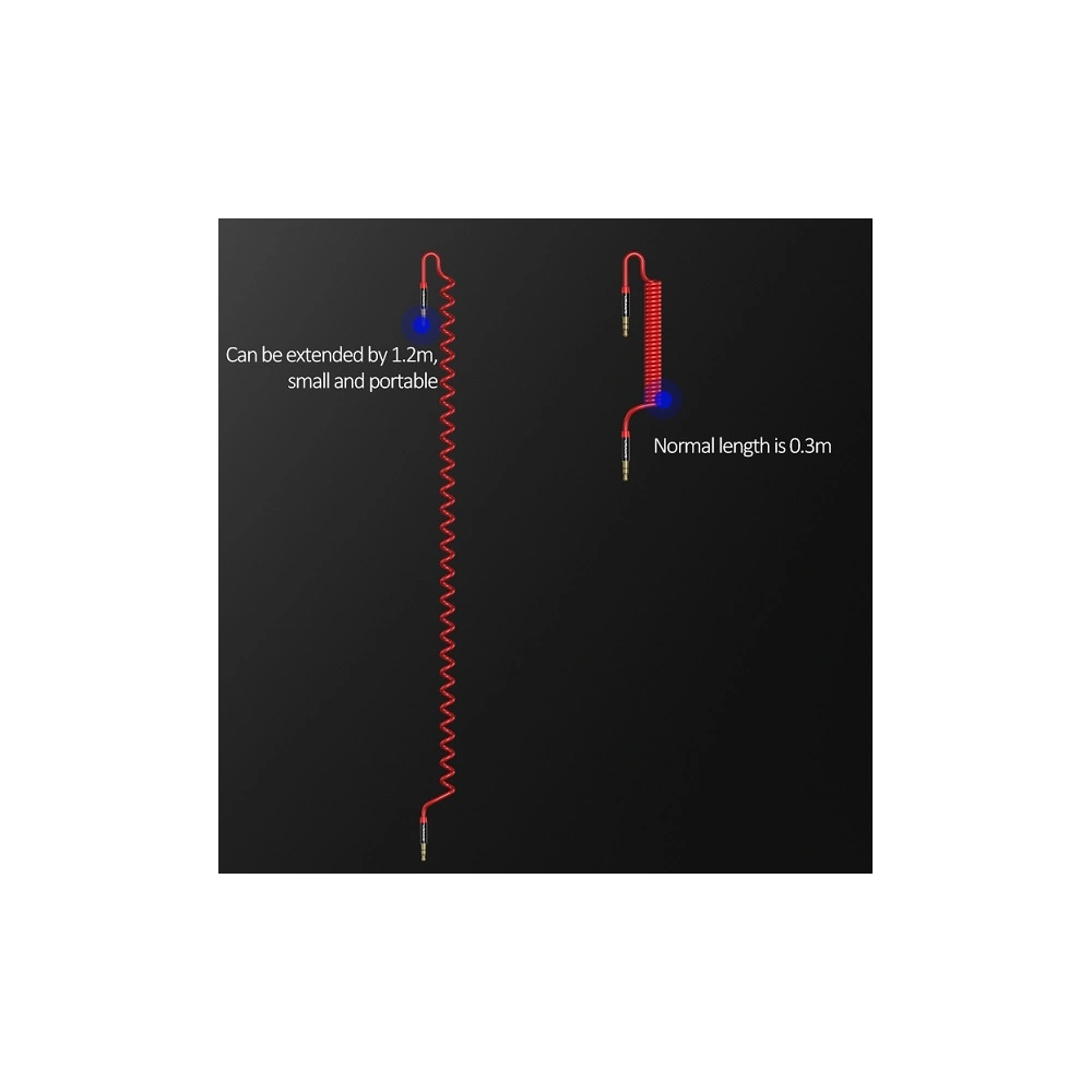 Wholesale USAMS Adapter Spring audio jack 3,5mm -3,5mm 1,2m red SJ256YP02 (US-SJ256) - USA033RED - {ean13} - Hurt
