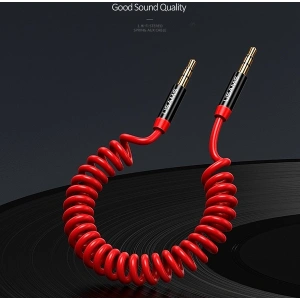 Hurtownia GSM - Adapter USAMS Spring audio jack 3,5mm -3,5mm 1,2m czerwony/red SJ256YP02 - USA033RED - {ean13} - Hurt