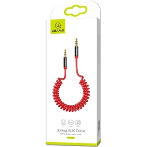 Hurtownia GSM - Adapter USAMS Spring audio jack 3,5mm -3,5mm 1,2m czerwony/red SJ256YP02 - USA033RED - {ean13} - Hurt