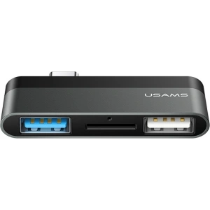 Hurtownia GSM - Adapter USAMS USB-C Mini HUB 2xUSB +Micro SD szary/grey SJ463HUB01 - USA034GRY - {ean13} - Hurt