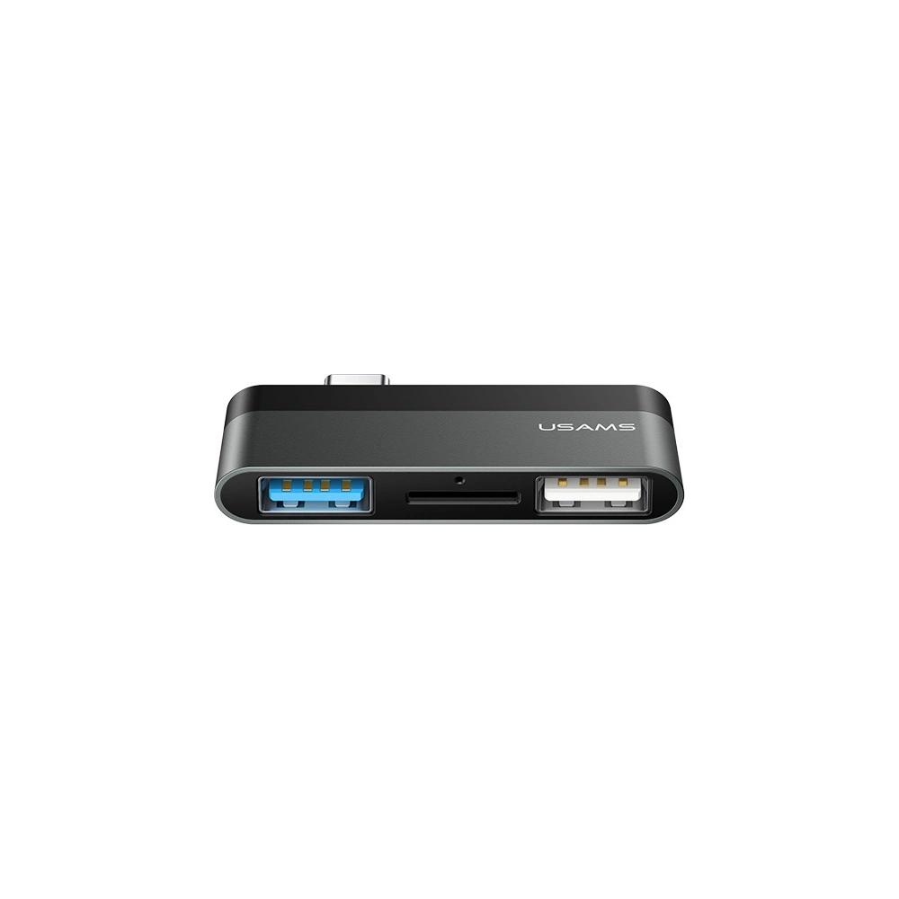 Hurtownia GSM - Adaptér USAMS USB-C Mini HUB 2xUSB + Micro SD šedý/SJ463HUB01 - USA034GRY - {ean13} - Hurt