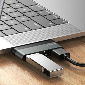 Hurtownia GSM - Adapter USAMS USB-C Mini HUB 2xUSB +Micro SD szary/grey SJ463HUB01 - USA034GRY - {ean13} - Hurt