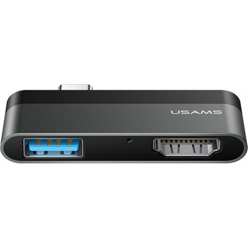 Hurtownia Usams - 6958444922522 - USA036GRY - Adapter USAMS USB-C Mini HUB USB+HDMI szary/grey SJ462HUB01 - B2B homescreen