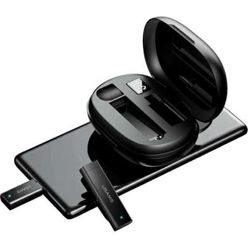 Bezprzewodowy mikrofon krawatowy USAMS ENC 2.4G Wireless Lavalier Microphone USB-C + 2x adapter ZB247MKF01