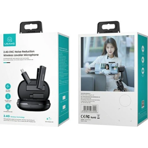 Bezprzewodowy mikrofon krawatowy USAMS ENC 2.4G Wireless Lavalier Microphone USB-C ZB243MKF01