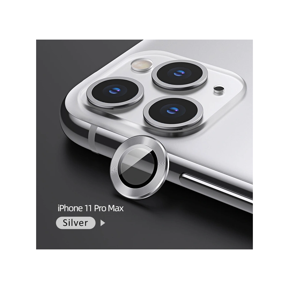 Hurtownia GSM - Nakládka USAMS Camera Lens Glass Apple iPhone 11 Pro Max metalový kroužek stříbrný/silver BH573JTT03 - USA051SLV - {ean13} - Hurt