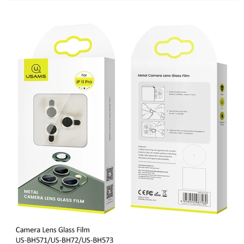Nakładka USAMS Camera Lens Glass Apple iPhone 11 Pro metal ring srebrny/silver BH571JTT03