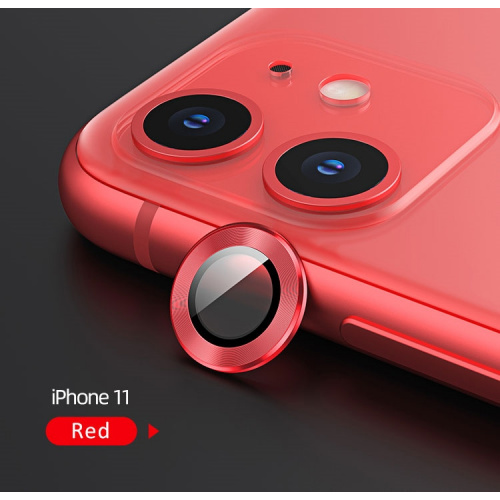 Hurtownia Usams - 6958444987514 - USA063RED - Nakładka USAMS Camera Lens Glass Apple iPhone 11 metal ring czerwony/red BH572JTT03 - B2B homescreen