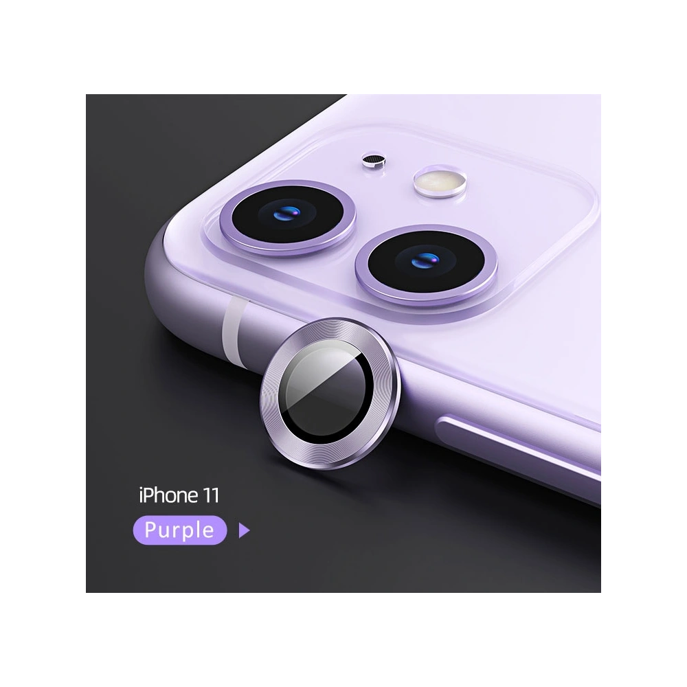 Hurtownia GSM - Nakládací sklo na objektiv USAMS Apple iPhone 11 s kovovým prstencem purpurové/purple BH572JTT04 - USA064 - {ean13} - Hurt