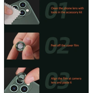 Hurtownia GSM - Nakładka USAMS Camera Lens Glass Apple iPhone 11 metal ring zielony/green BH572JTT05 - USA066GRN - {ean13} - Hurt