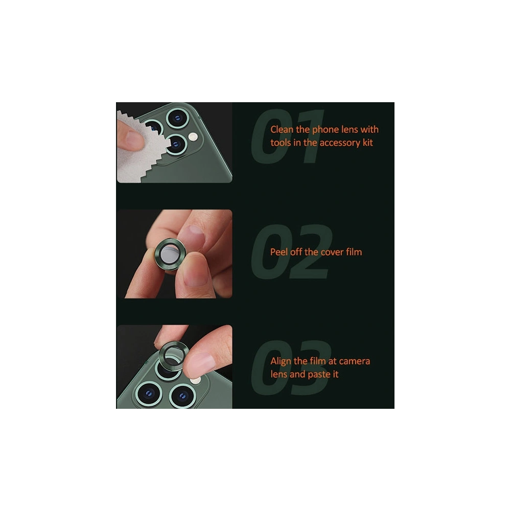 Hurtownia GSM - Nakładka USAMS Camera Lens Glass Apple iPhone 11 metal ring zielony/green BH572JTT05 - USA066GRN - {ean13} - Hurt