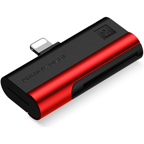 Hurtownia Usams - 6958444988702 - USA088RED - Czytnik kart SD/microSD USAMS ze złączem lightning czerwony/red SJ430DKQ02 - B2B homescreen