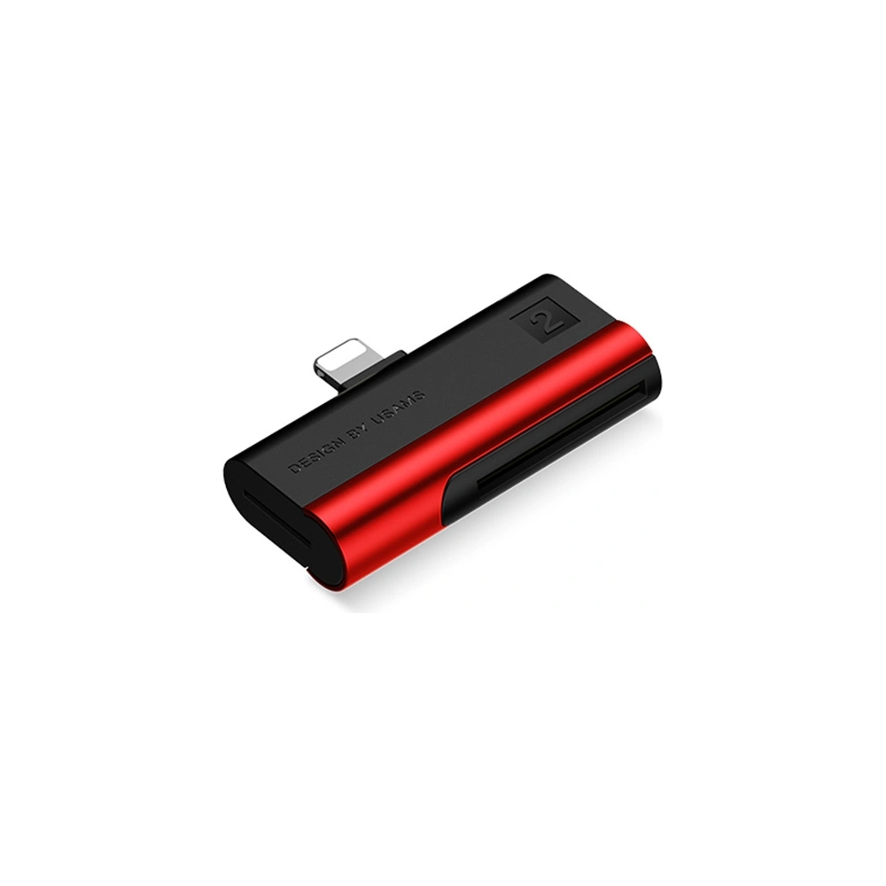Wholesale USAMS Card Reader SD/microSD Lightning red SJ430DKQ02 (US-SJ430) - USA088RED - {ean13} - Hurt