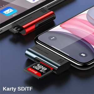 Wholesale USAMS Card Reader SD/microSD Lightning red SJ430DKQ02 (US-SJ430) - USA088RED - {ean13} - Hurt