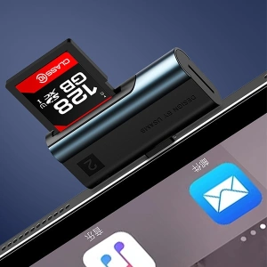 Wholesale USAMS Card Reader SD/microSD Lightning red SJ430DKQ02 (US-SJ430) - USA088RED - {ean13} - Hurt