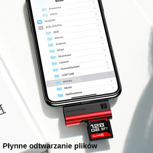 Czytnik kart SD/microSD USAMS ze złączem lightning czerwony/red SJ430DKQ02