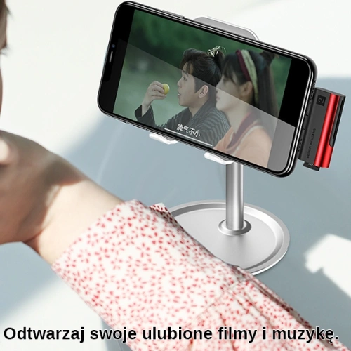 Czytnik kart SD/microSD USAMS ze złączem lightning czerwony/red SJ430DKQ02