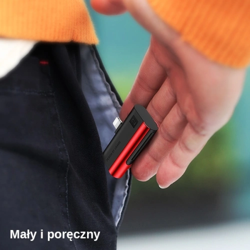 Czytnik kart SD/microSD USAMS ze złączem lightning czerwony/red SJ430DKQ02