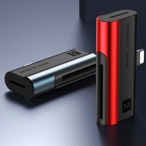 Wholesale USAMS Card Reader SD/microSD Lightning red SJ430DKQ02 (US-SJ430) - USA088RED - {ean13} - Hurt