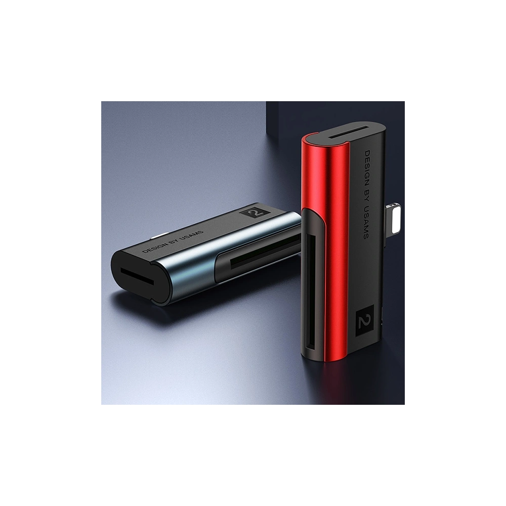 Wholesale USAMS Card Reader SD/microSD Lightning red SJ430DKQ02 (US-SJ430) - USA088RED - {ean13} - Hurt